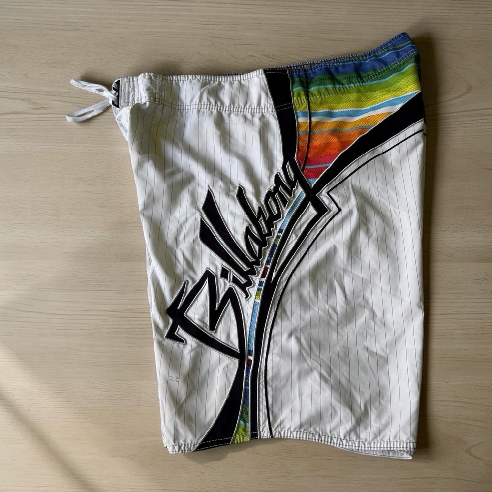 Vintage Billabong Occy Board Shorts Y2K Surf Skate Rainbow Stripe Mens 40